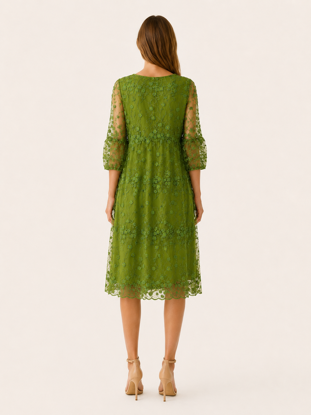 Celandra | Midi Dress with O Neck Detail