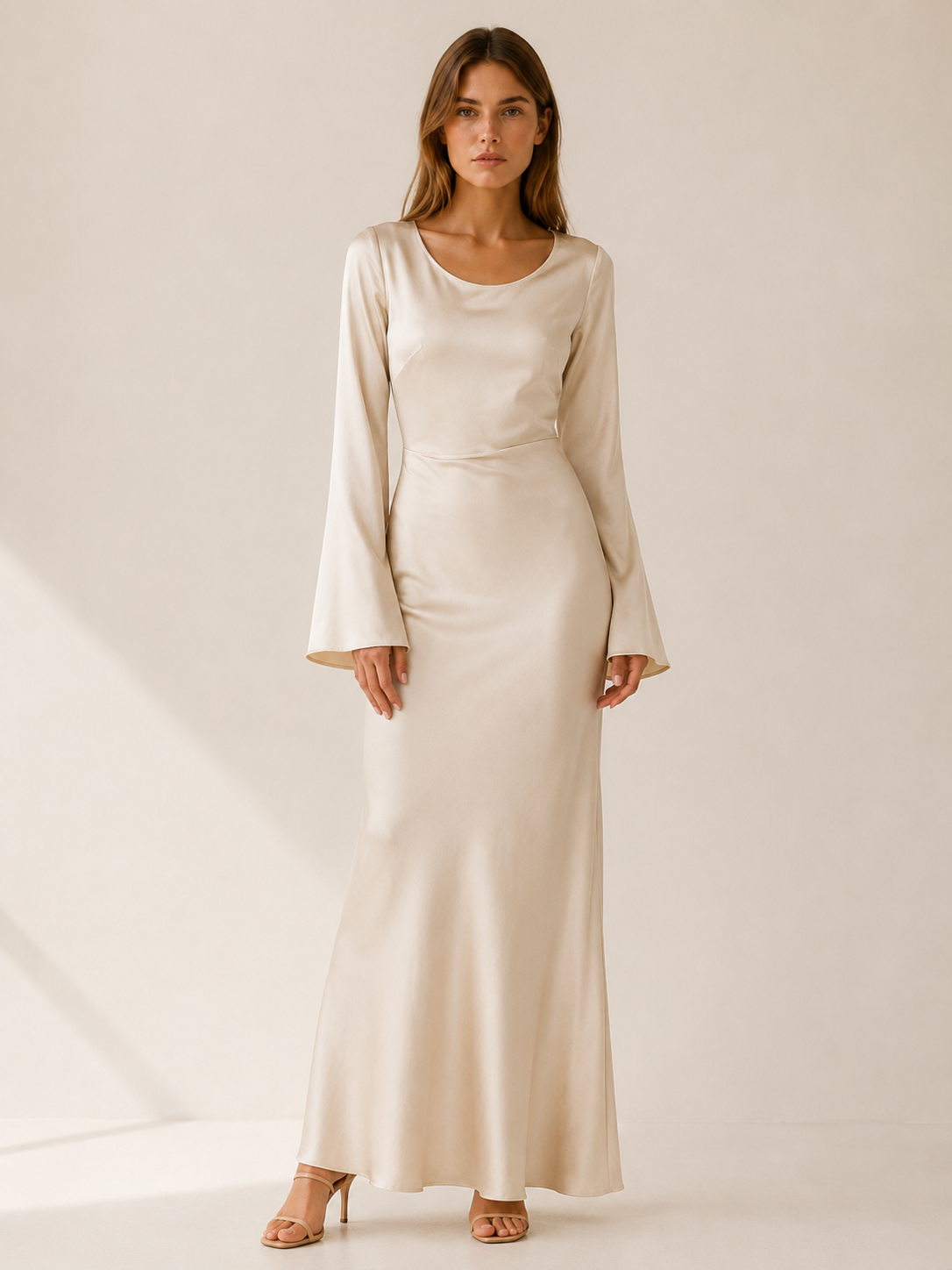 Cerys | Long Sleeve Maxi Dress with Tie Waist