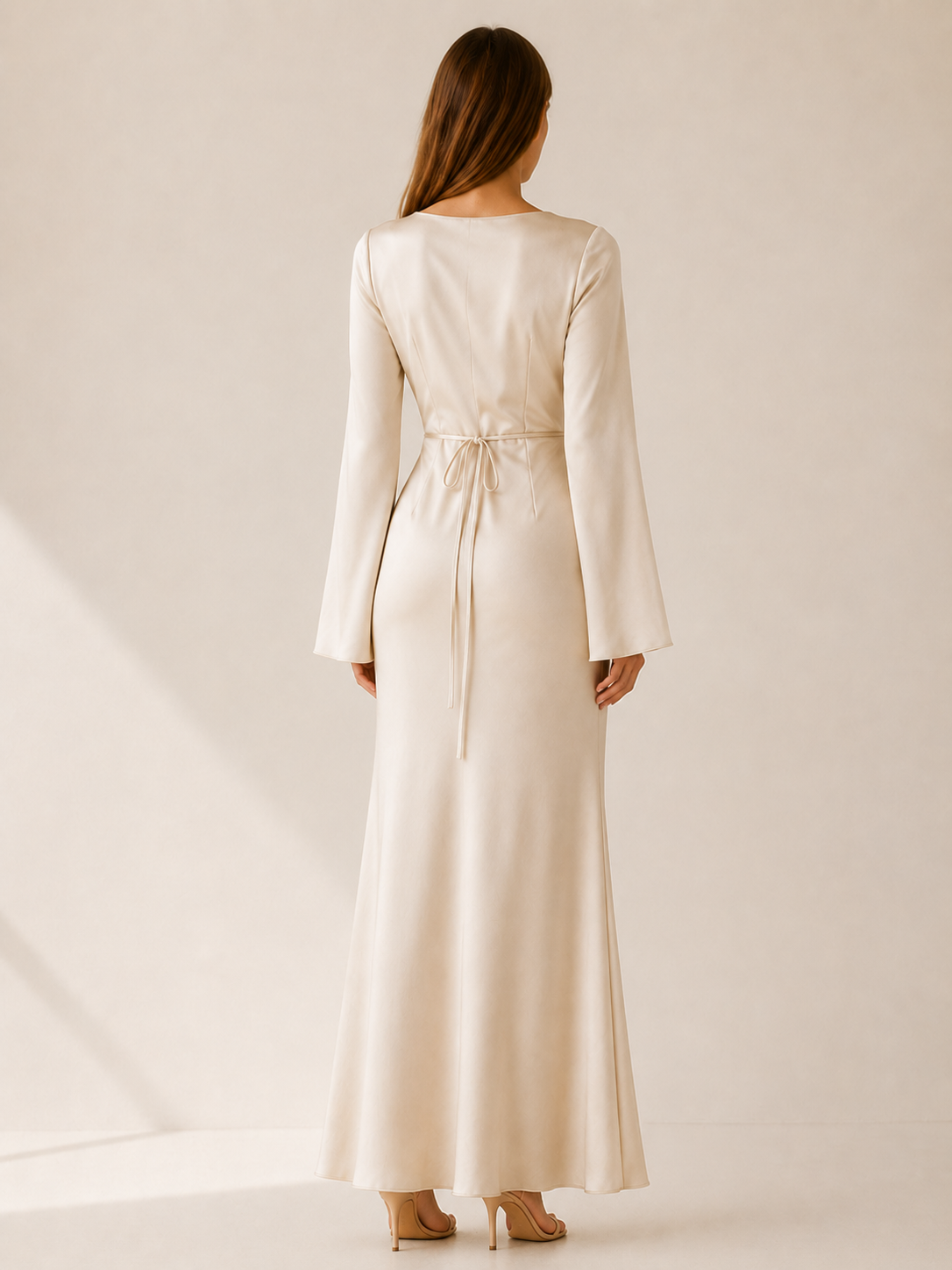 Cerys | Long Sleeve Maxi Dress with Tie Waist