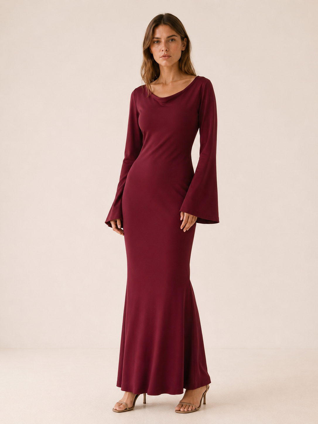 Cerys | Long Sleeve Maxi Dress with Tie Waist