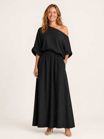 Charlotte | Women's One Shoulder Top and Maxi Skirt Two Piece Set