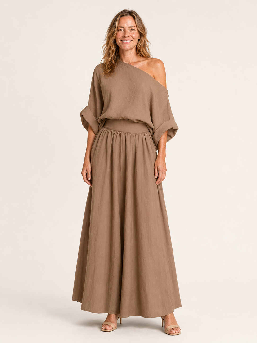 Charlotte | Women's One Shoulder Top and Maxi Skirt Two Piece Set