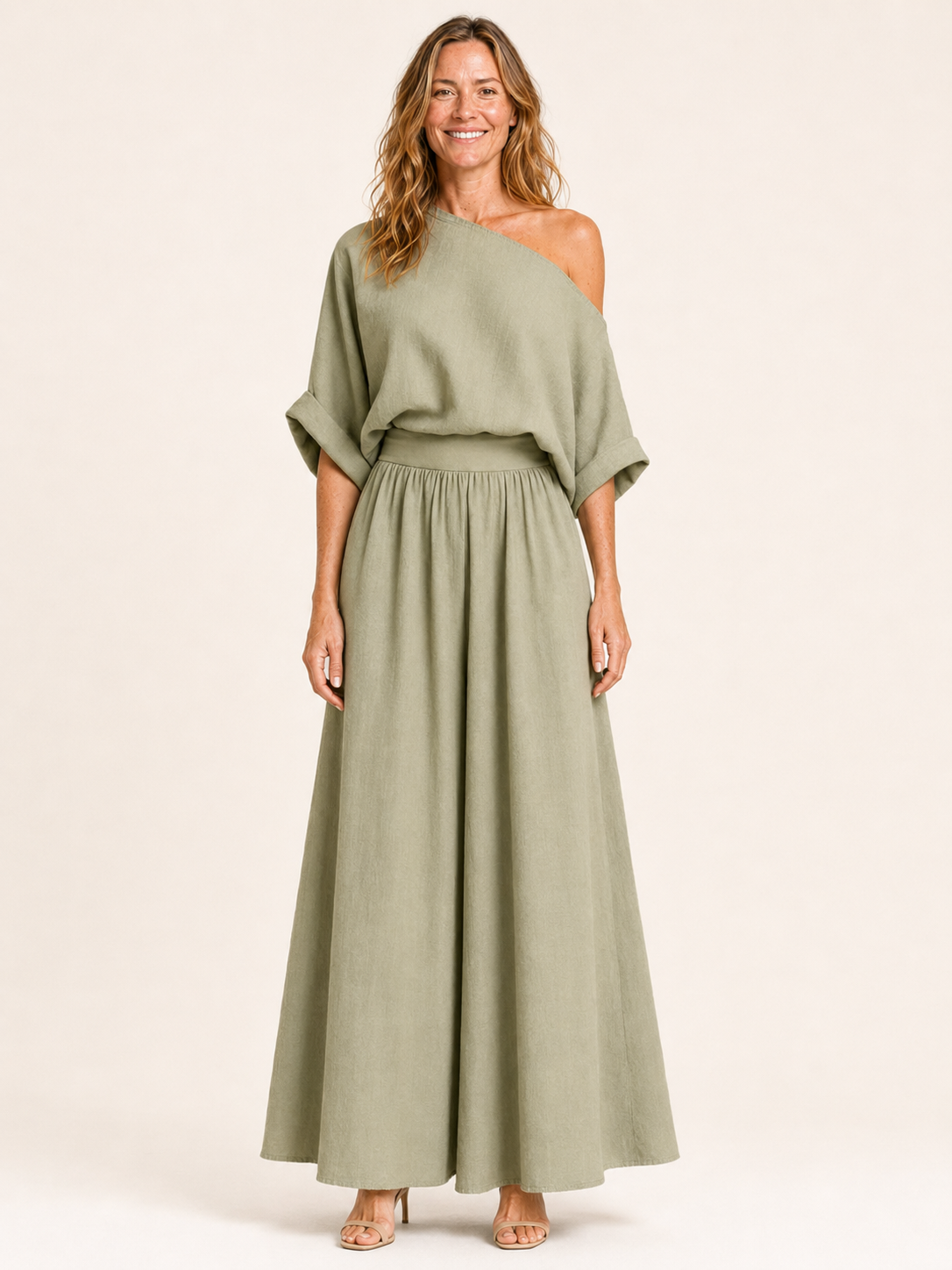 Charlotte | Women's One Shoulder Top and Maxi Skirt Two Piece Set