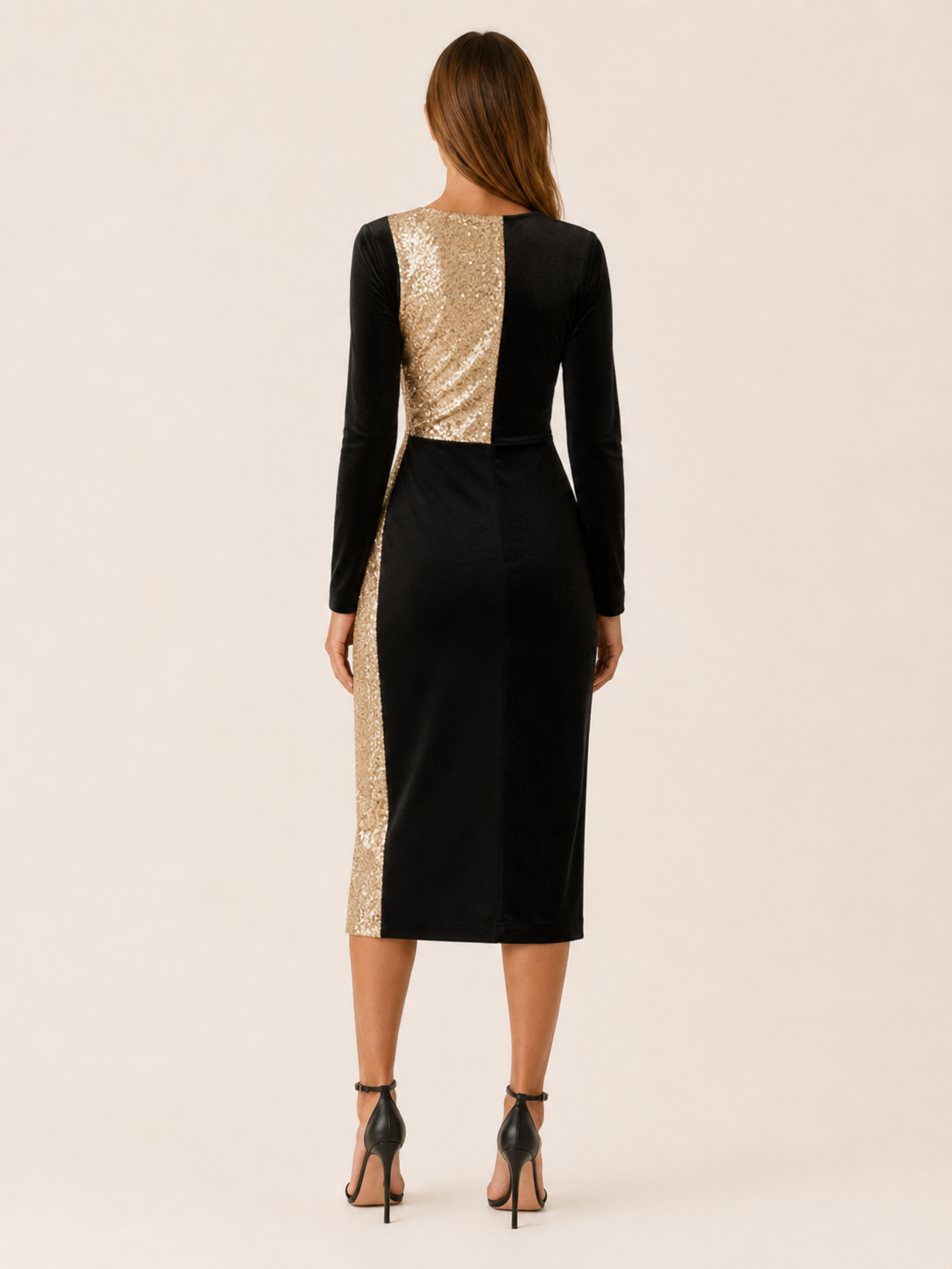 Ciana | Occasion Wear Midi Dress with V Neck and Side Slit