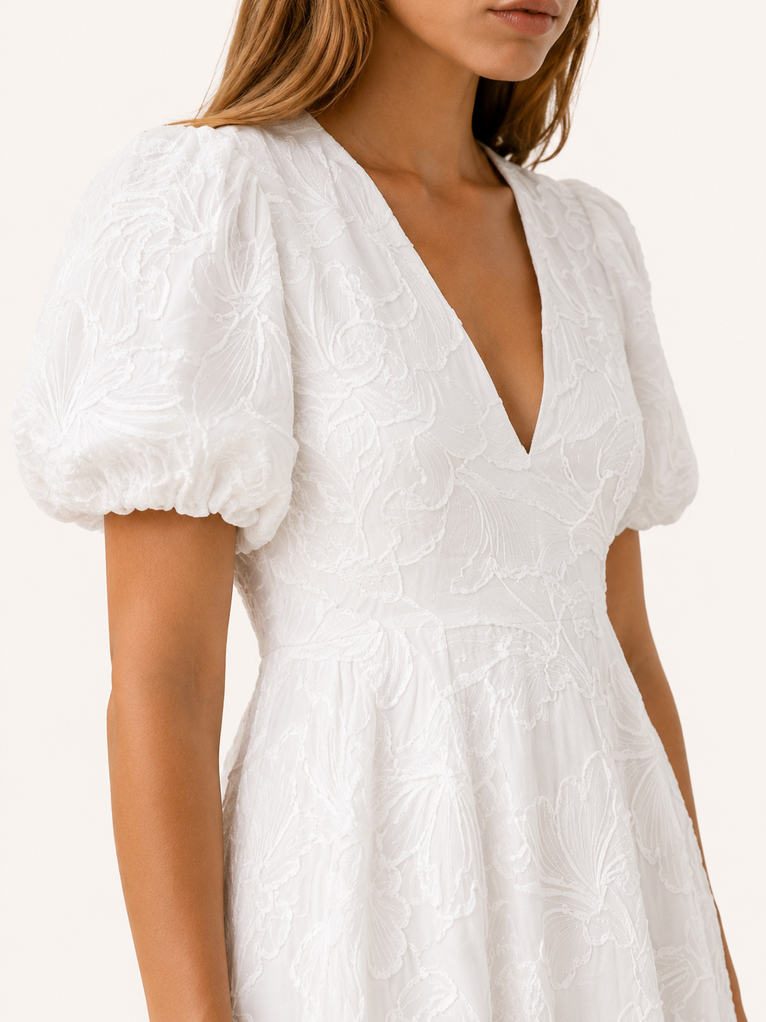 Ciara | Embroidered Mini Dress with Puff Sleeves