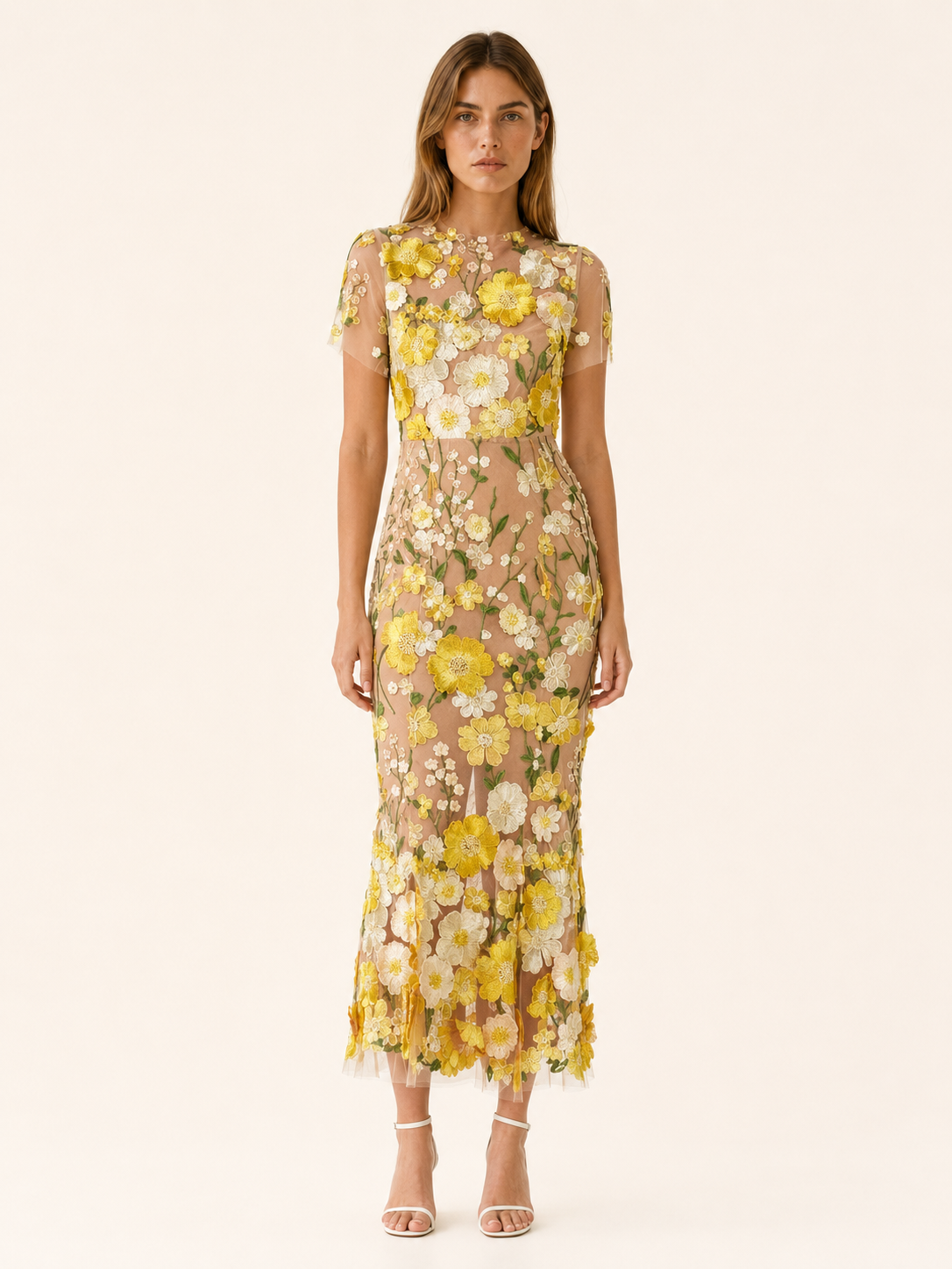 Claribel | Embroidered Maxi Dress with Appliqué Detail