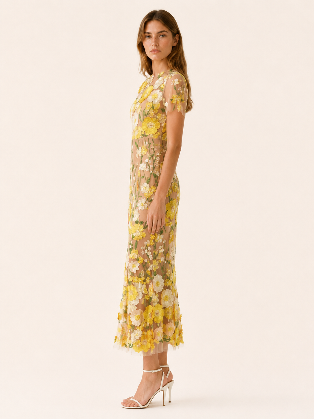 Claribel | Embroidered Maxi Dress with Appliqué Detail