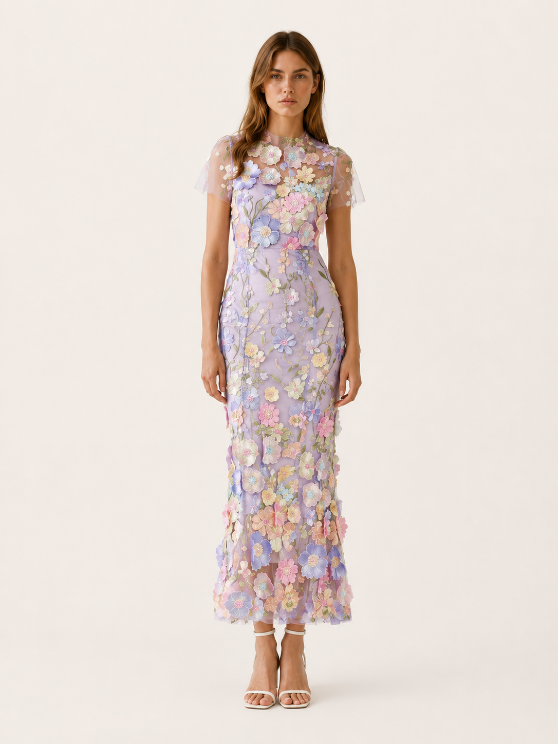 Claribel | Embroidered Maxi Dress with Appliqué Detail