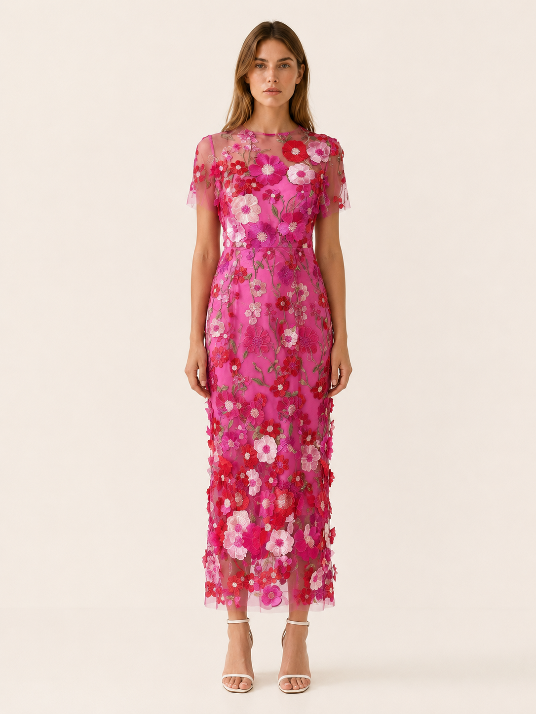 Claribel | Embroidered Maxi Dress with Appliqué Detail