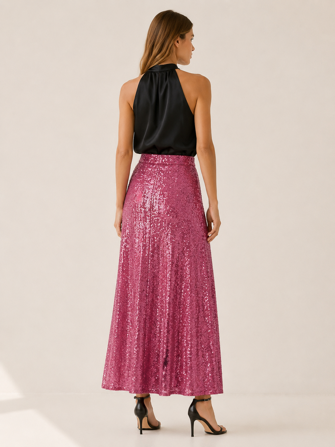 Cora | Women's Sequin Elastic Waist Maxi Skirt
