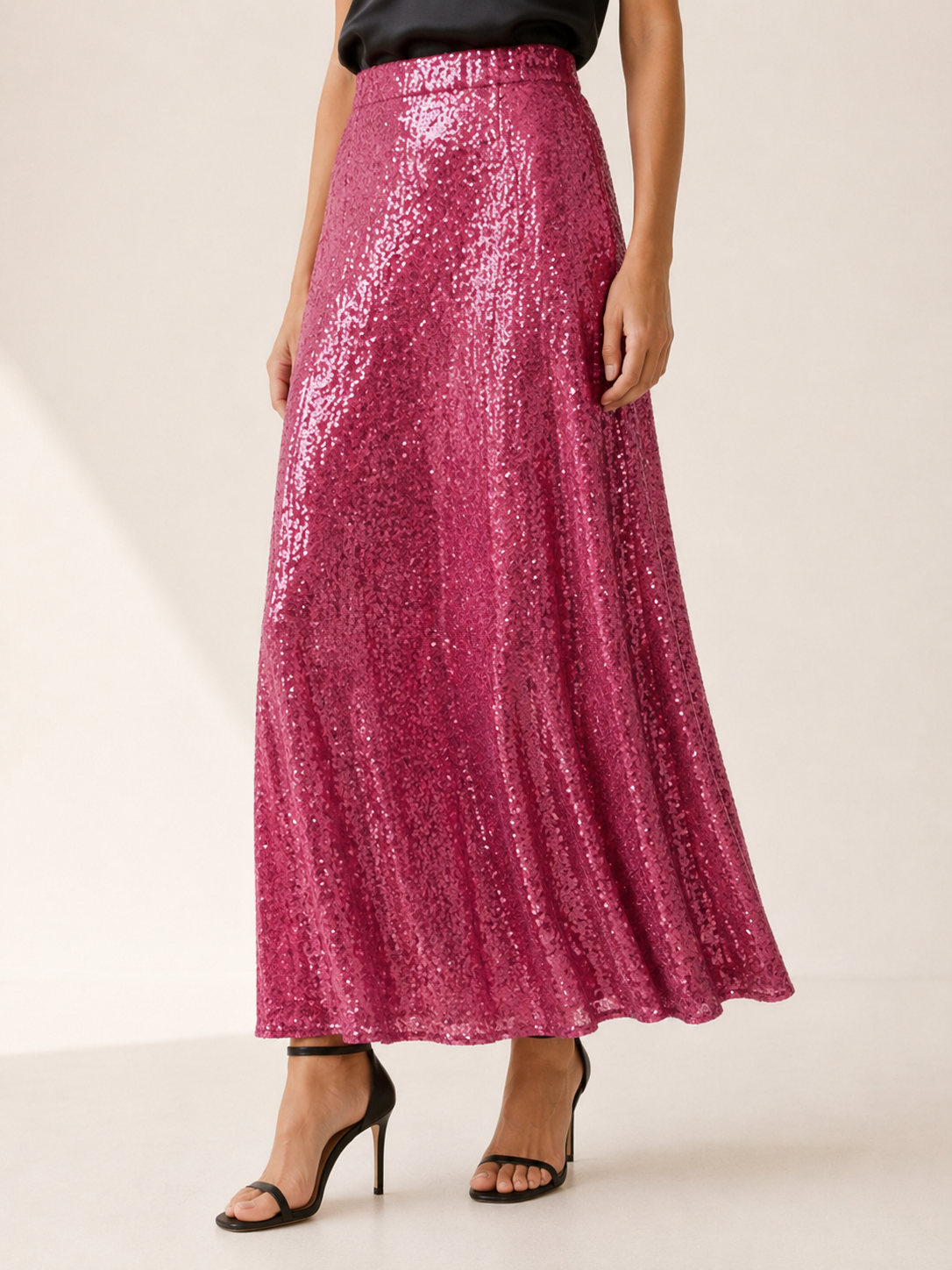 Cora | Women's Sequin Elastic Waist Maxi Skirt