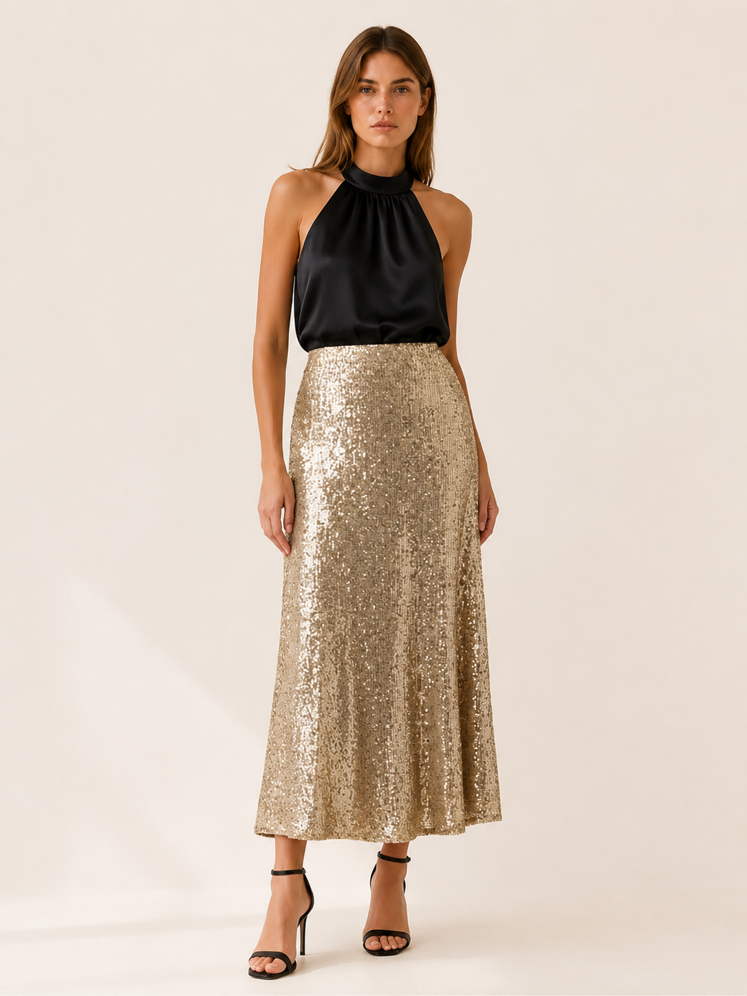 Cora | Women's Sequin Elastic Waist Maxi Skirt