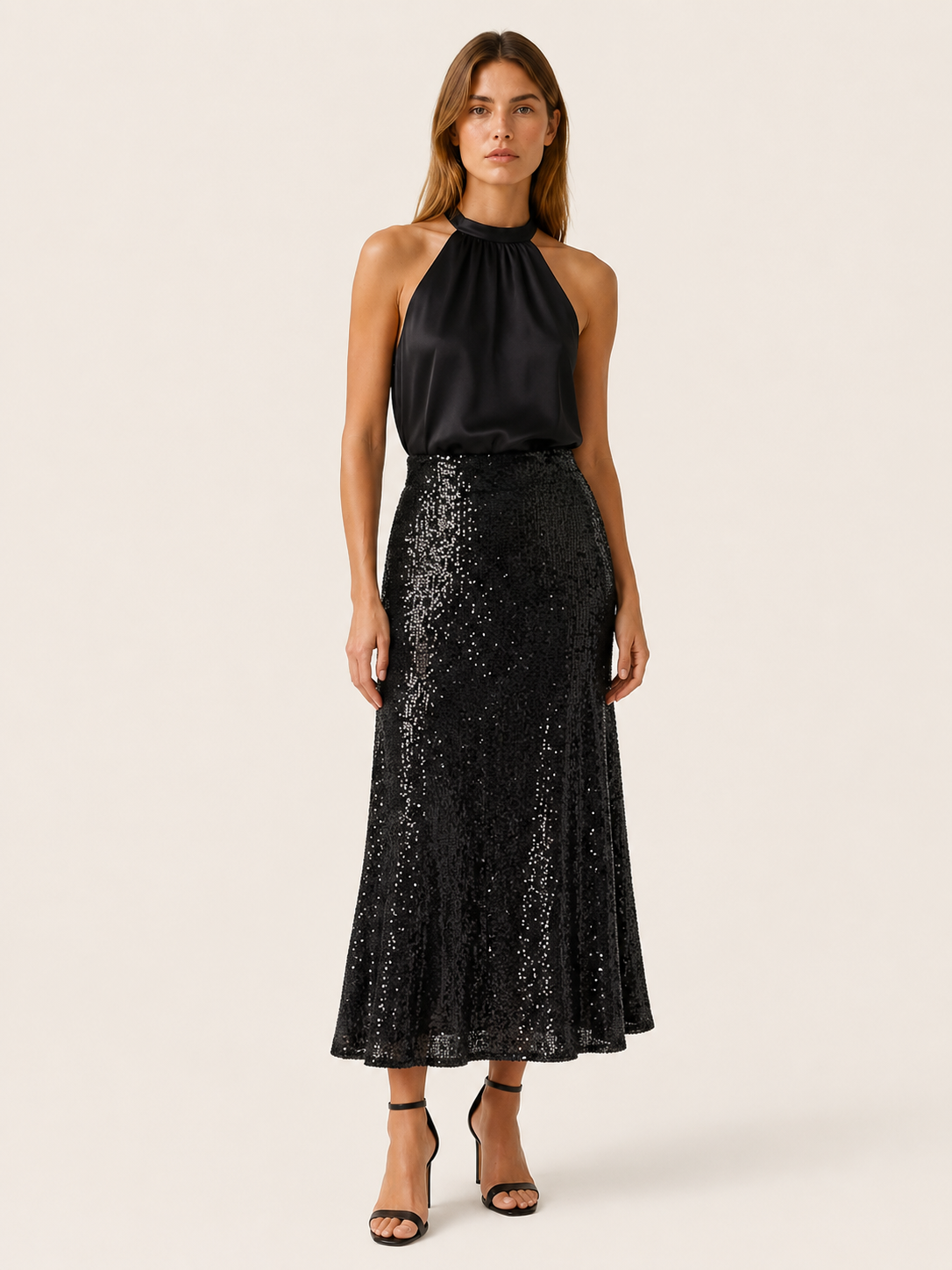 Cora | Women's Sequin Elastic Waist Maxi Skirt