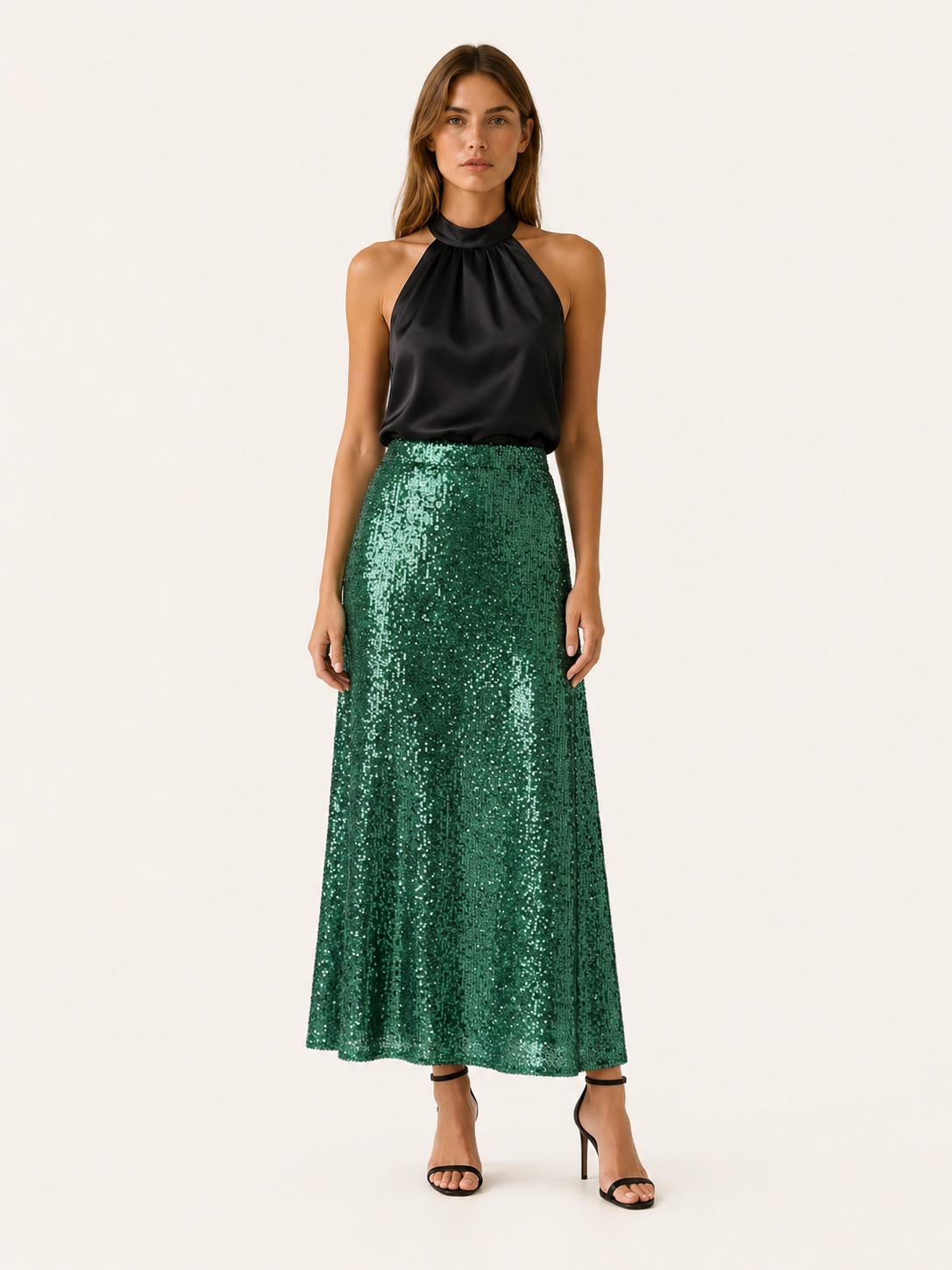 Cora | Women's Sequin Elastic Waist Maxi Skirt