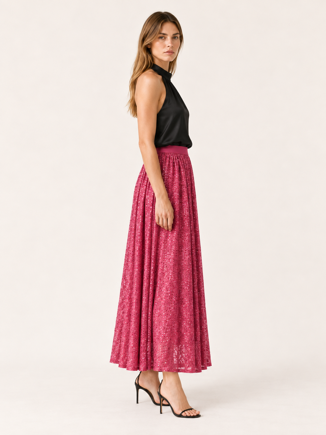 Cora | Women's Sequin Elastic Waist Maxi Skirt