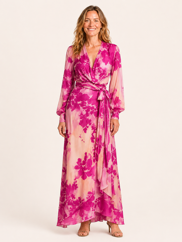 Corinne | Women's Floral Wrap Front Wedding Guest Maxi Dress