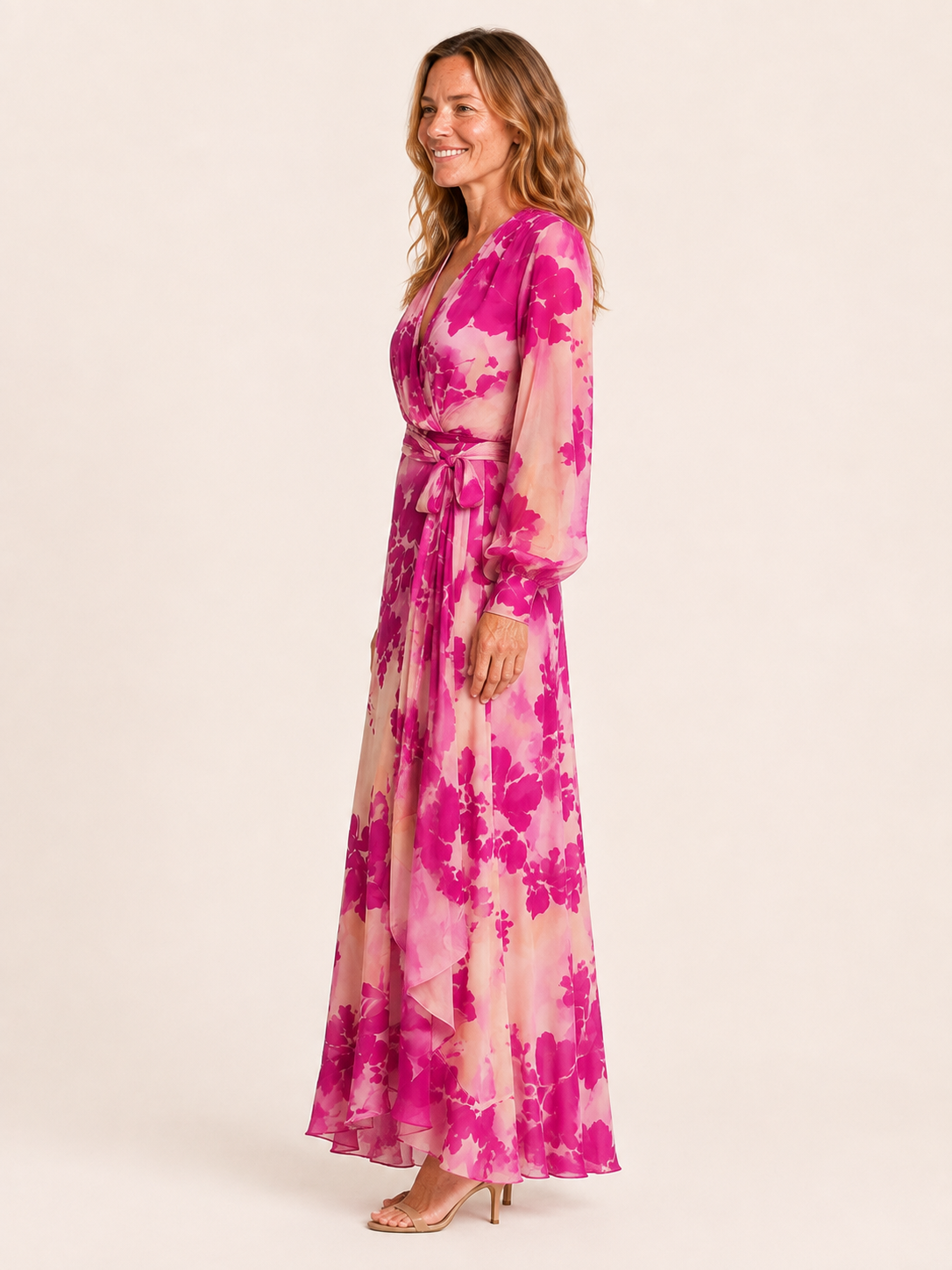 Corinne | Women's Floral Wrap Front Wedding Guest Maxi Dress
