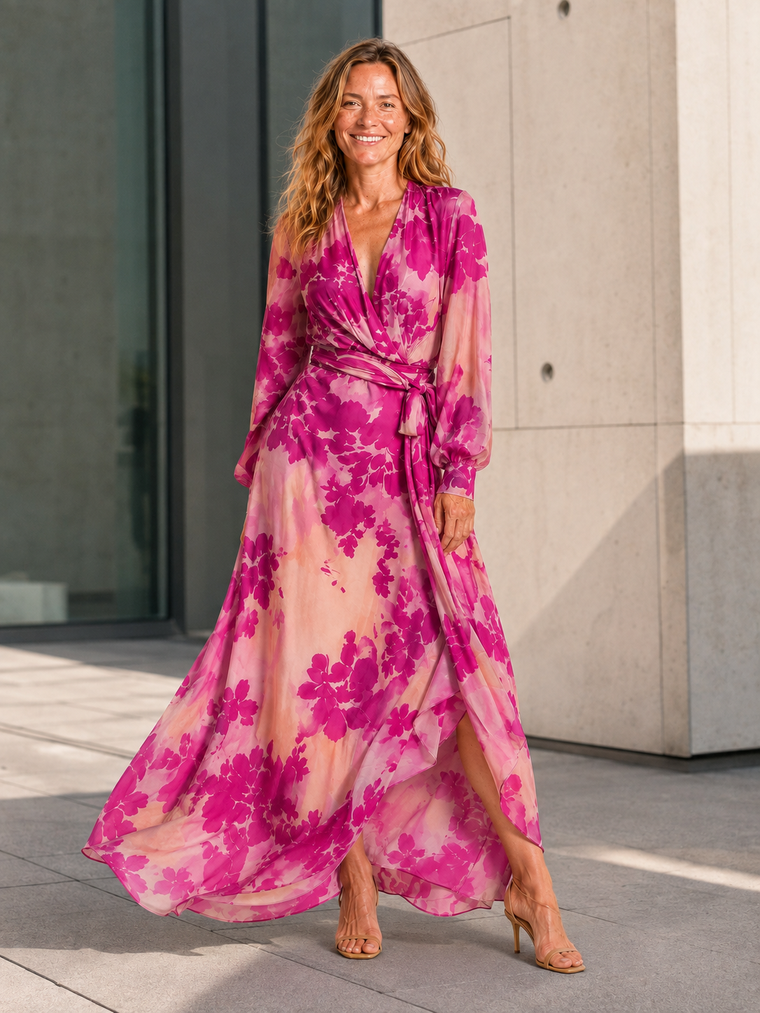 Corinne | Women's Floral Wrap Front Wedding Guest Maxi Dress