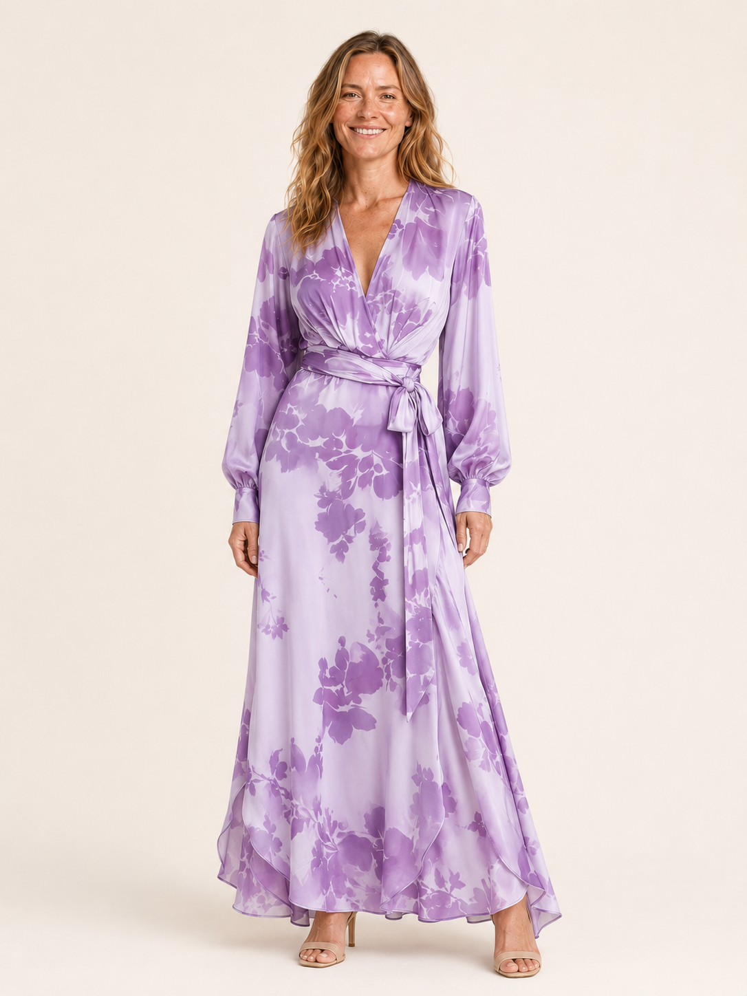 Corinne | Women's Floral Wrap Front Wedding Guest Maxi Dress