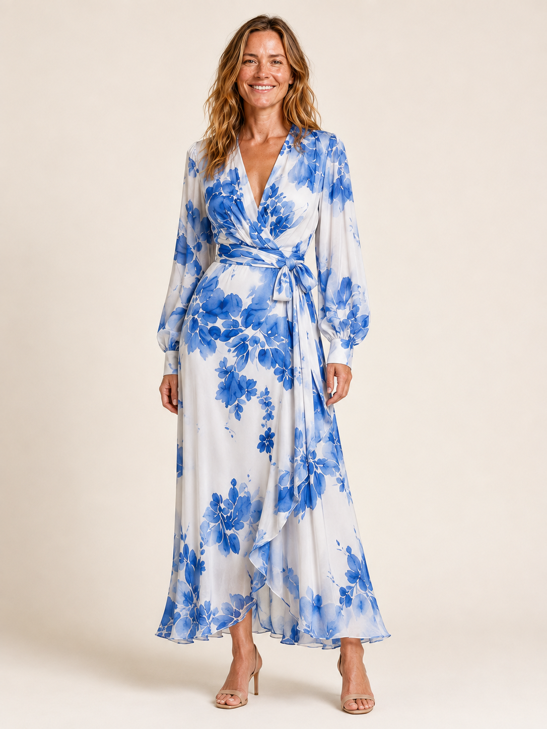 Corinne | Women's Floral Wrap Front Wedding Guest Maxi Dress