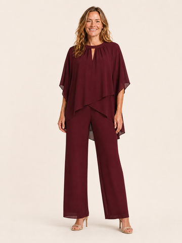 Corinne | Women's Layered Top and Wide Leg Pants Two Piece Set