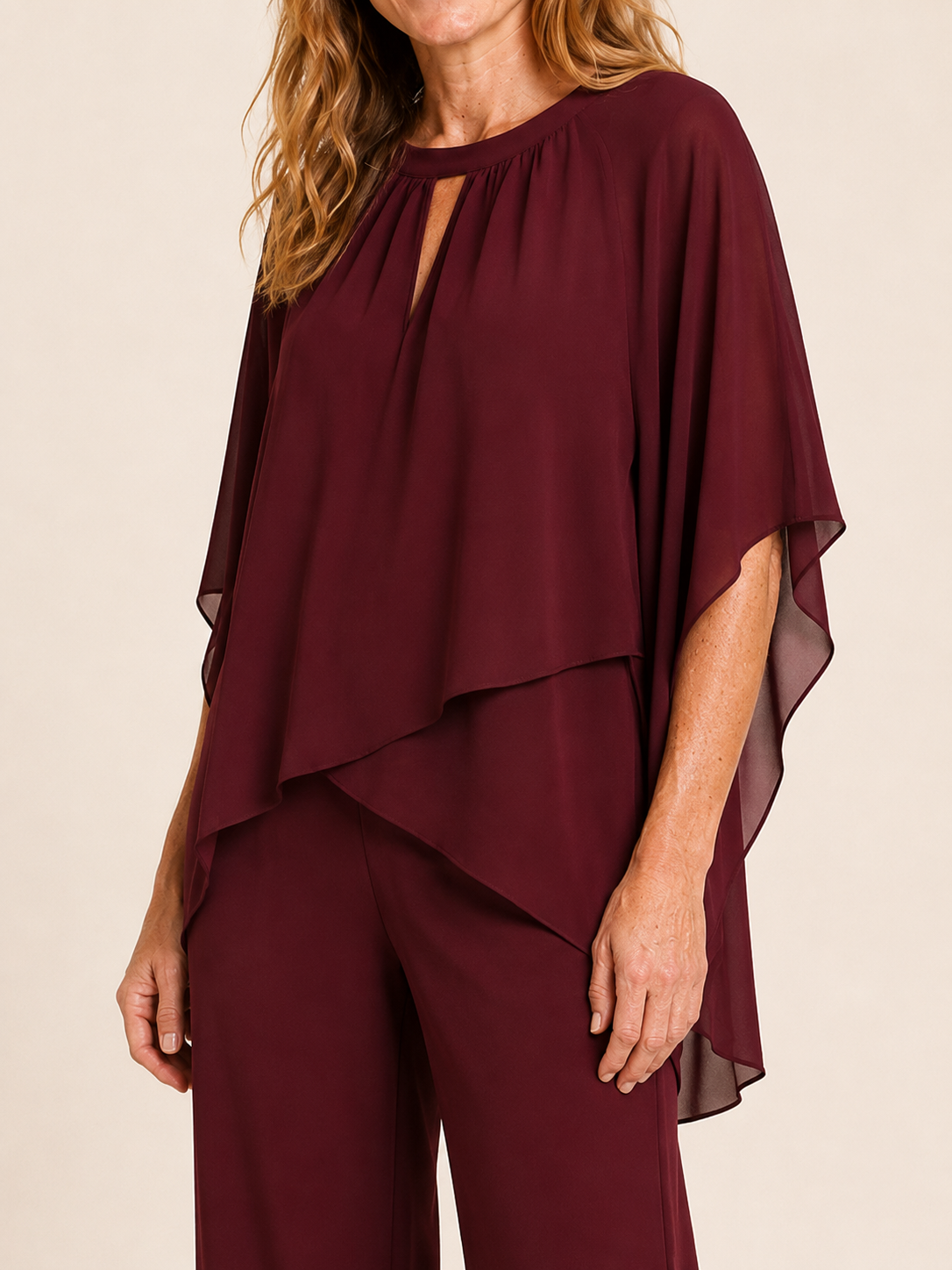 Corinne | Women's Layered Top and Wide Leg Pants Two Piece Set