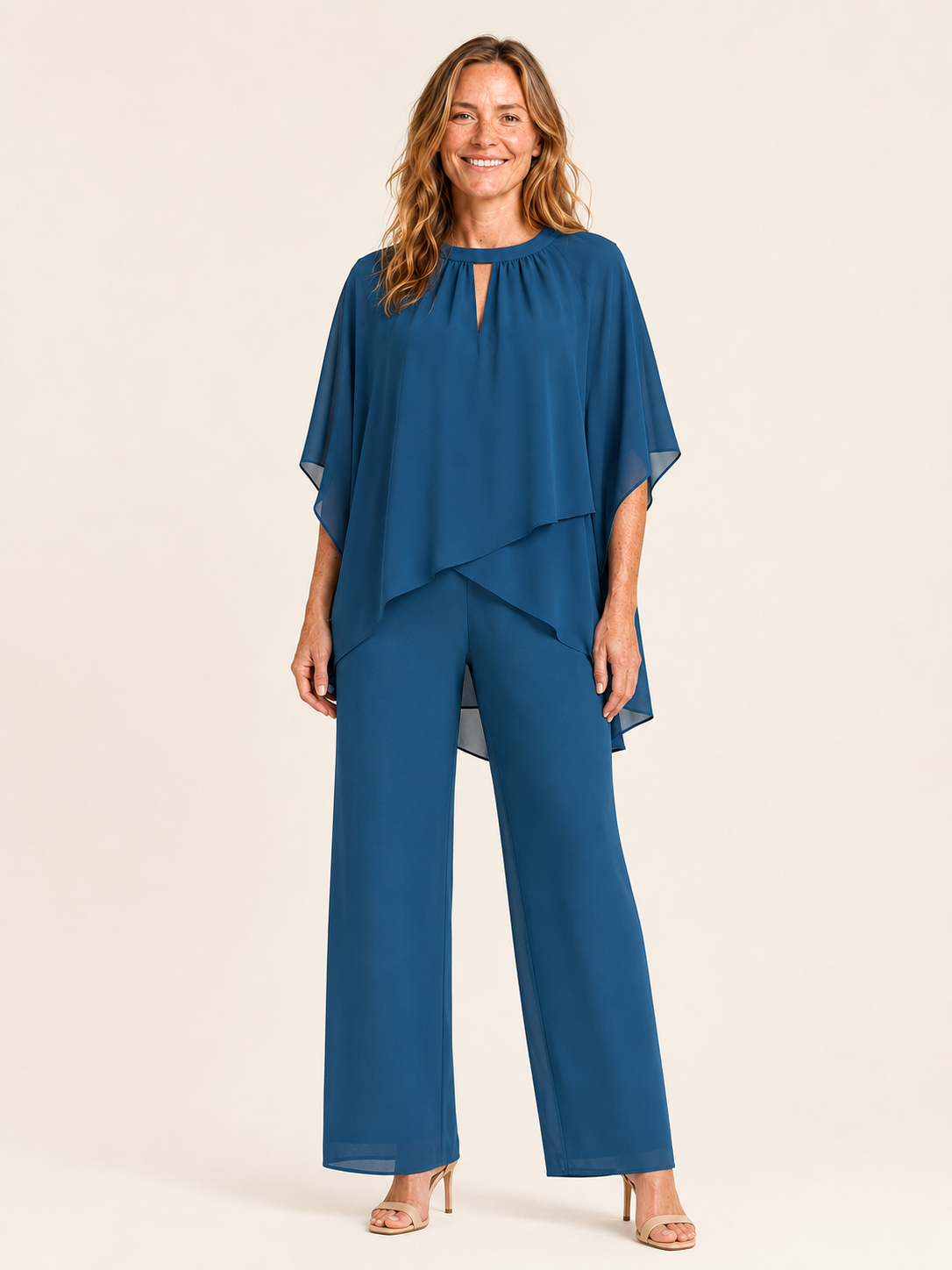 Corinne | Women's Layered Top and Wide Leg Pants Two Piece Set