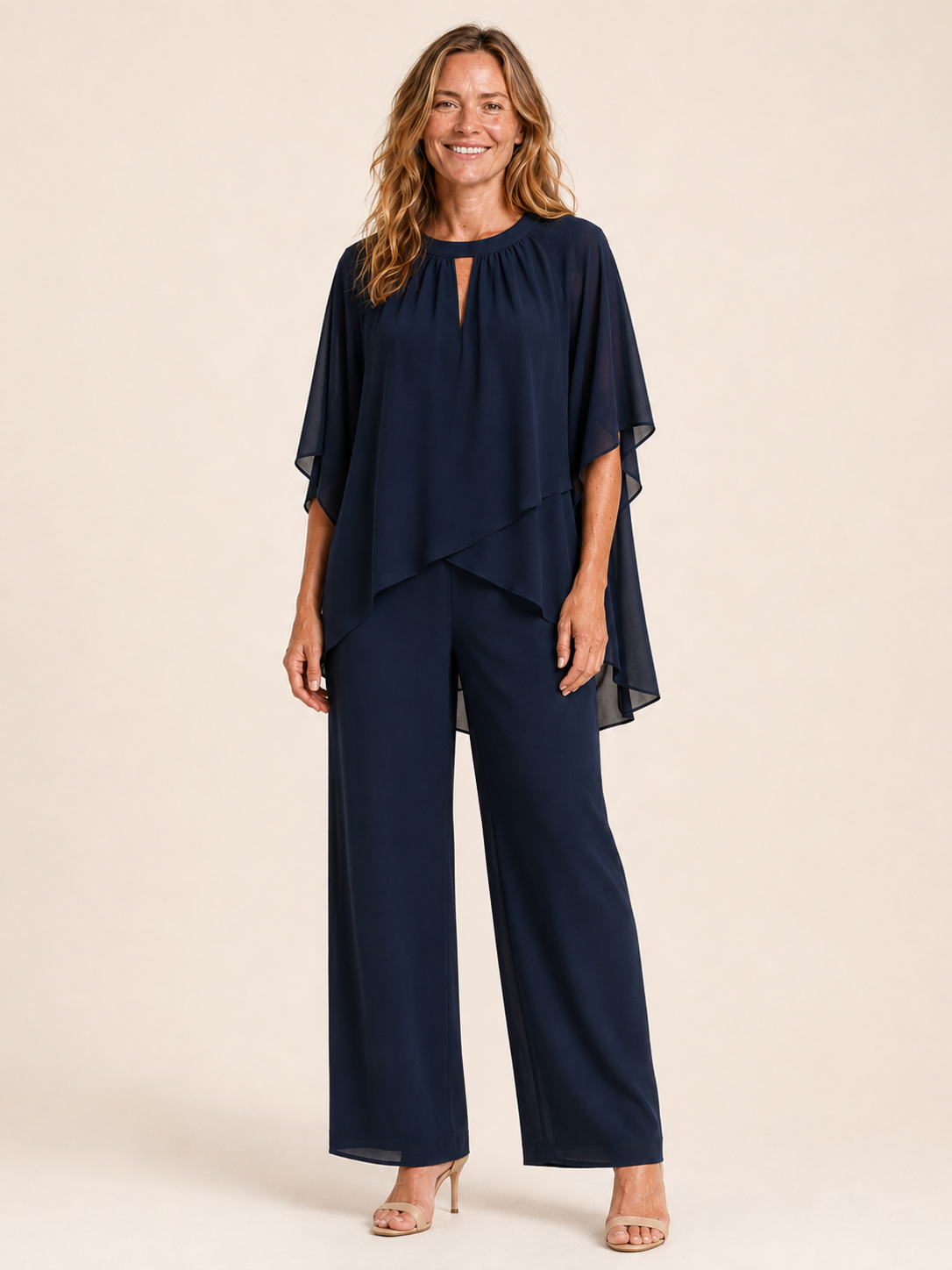 Corinne | Women's Layered Top and Wide Leg Pants Two Piece Set