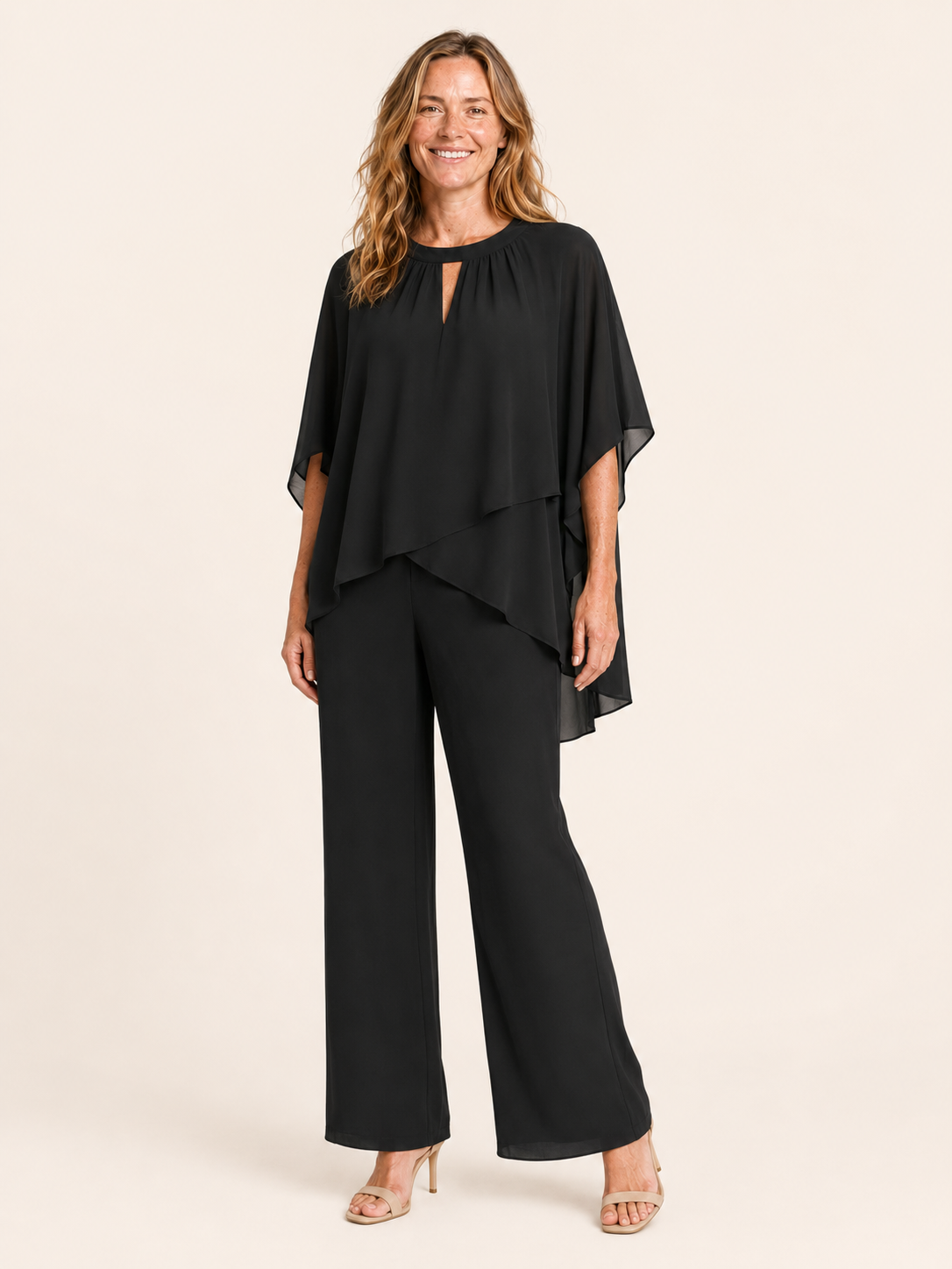 Corinne | Women's Layered Top and Wide Leg Pants Two Piece Set