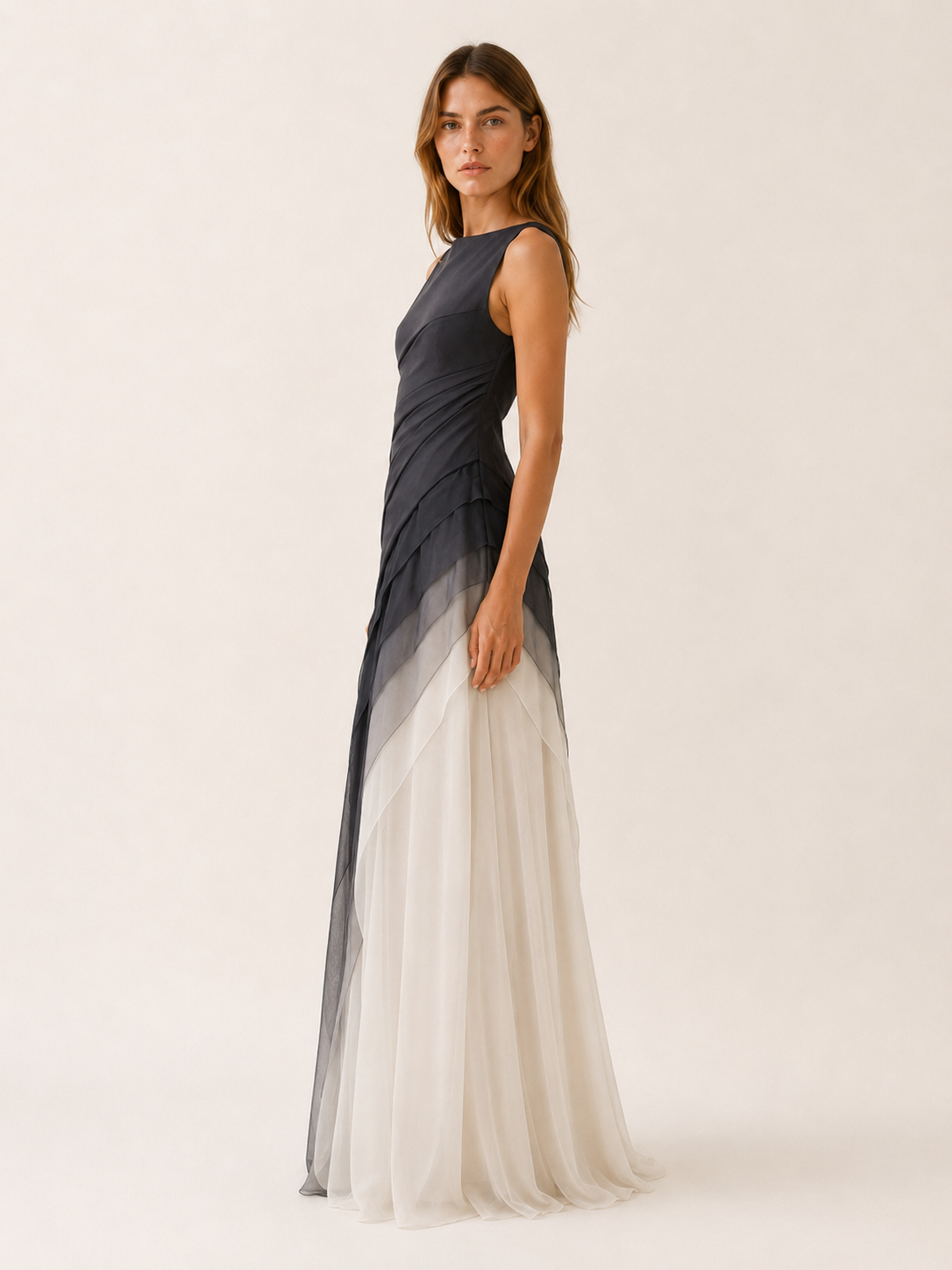 Corvanna | Maxi Dress with Sleeveless Bodice and Layered Skirt
