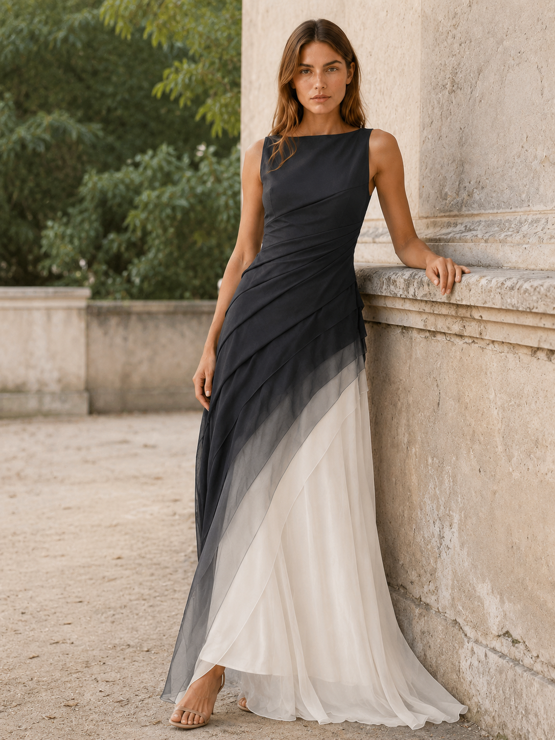 Corvanna | Maxi Dress with Sleeveless Bodice and Layered Skirt