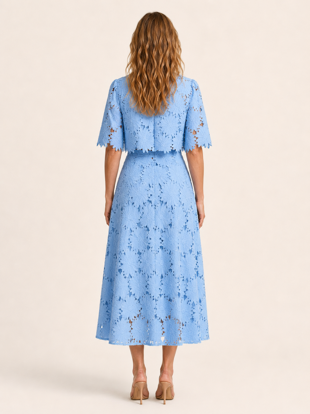 Cressilda | Women's Lace Crop Top and Midi Skirt Two Piece Set