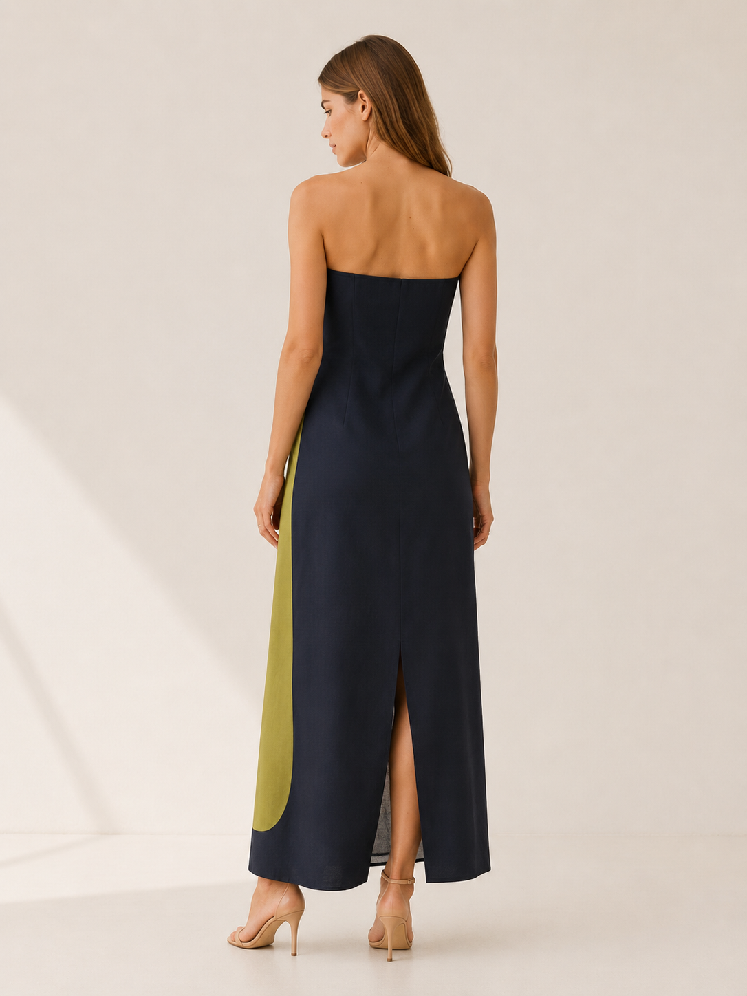 Cyrene | Strapless Maxi Dress with Abstract Print
