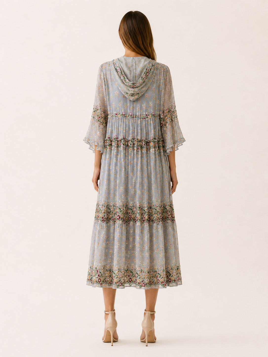 Delia | Hooded Midi Dress with V Neck Detail