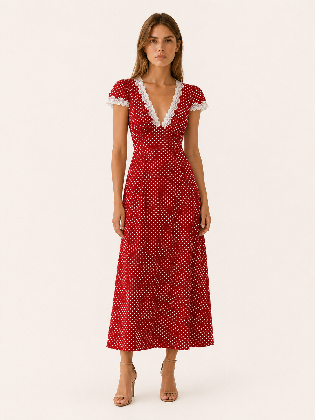 Demi | Maxi Dress with V Neck and Short Sleeve
