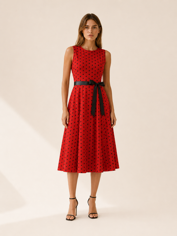 Doria | Polka Dot Dress with Fit and Flare Shape