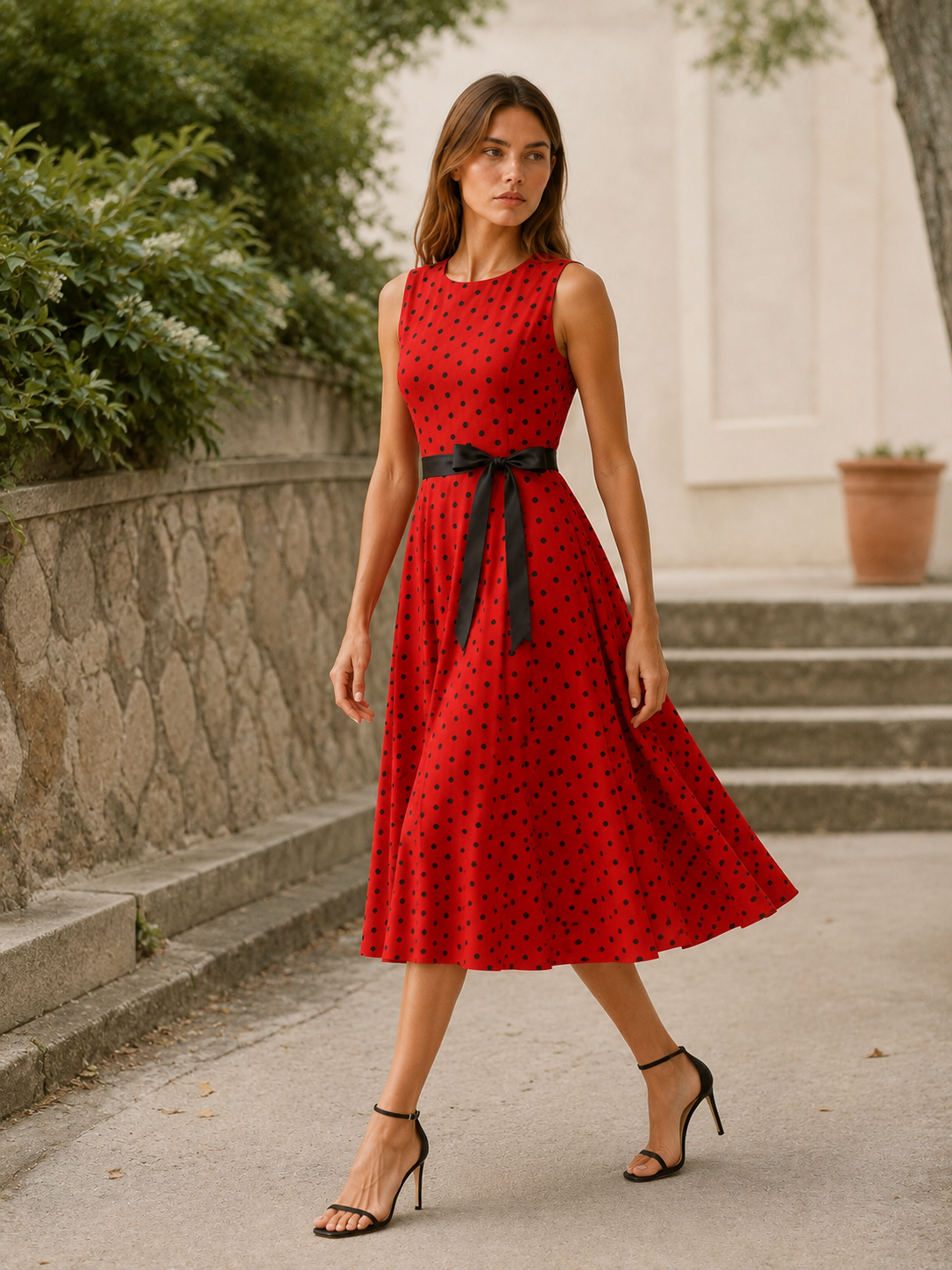 Doria | Polka Dot Dress with Fit and Flare Shape