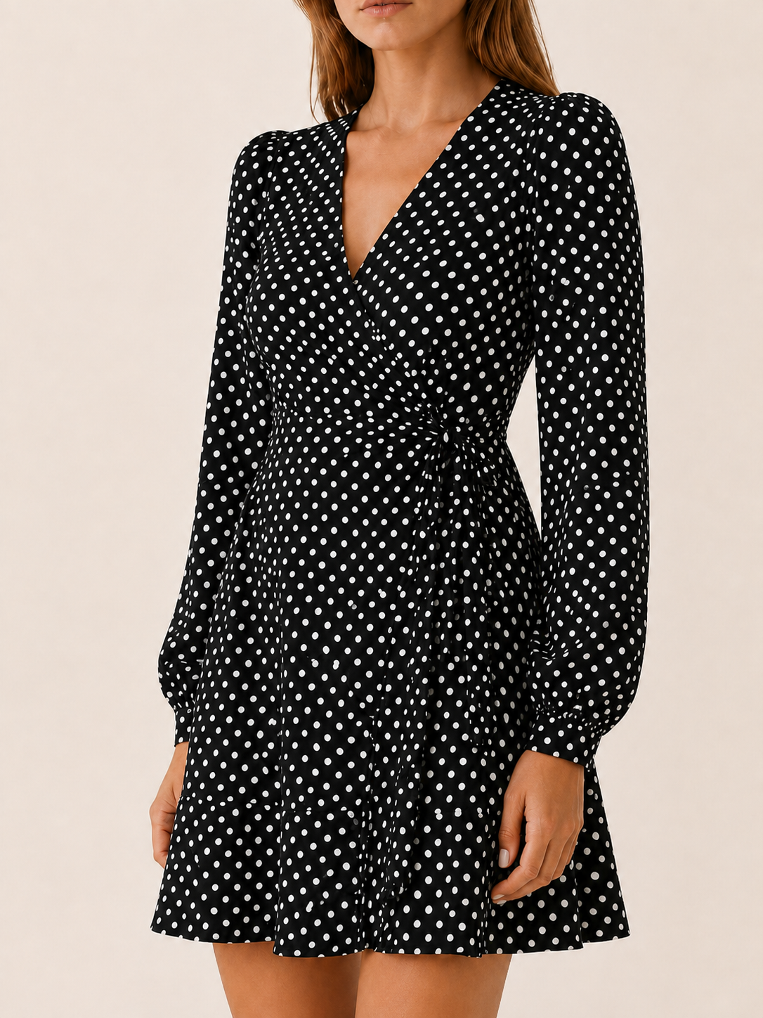 Edith | Polka Dot Mini Dress with Ruffle Hem