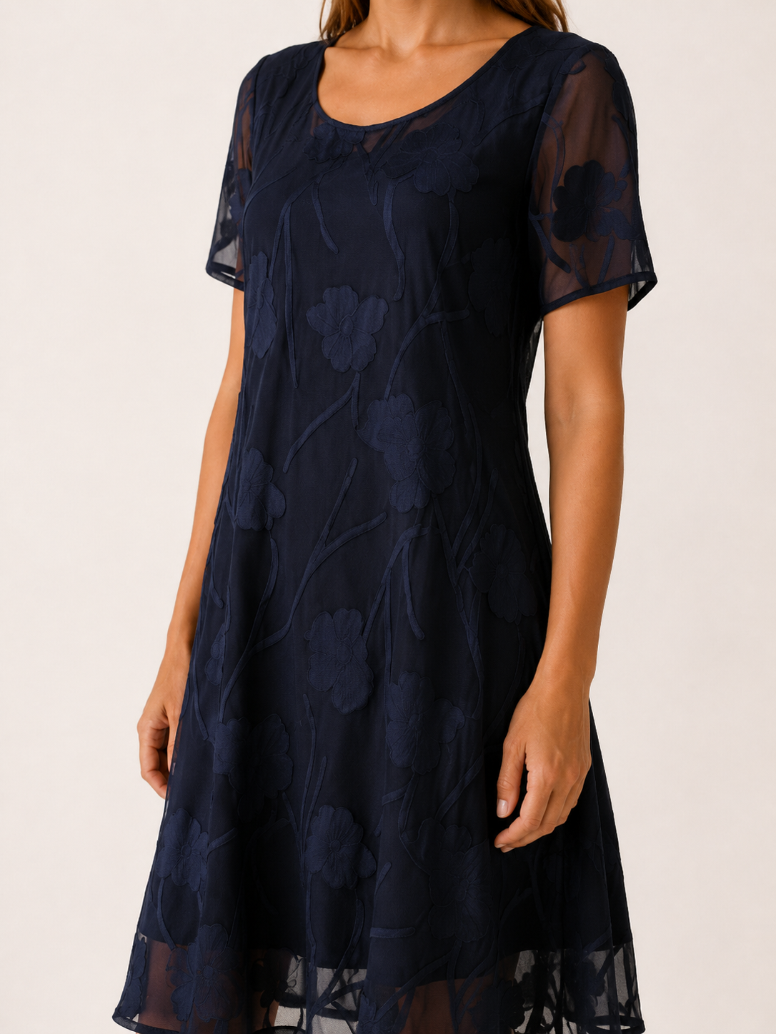 Eirlys | Chiffon Midi Dress with A-Line Fit