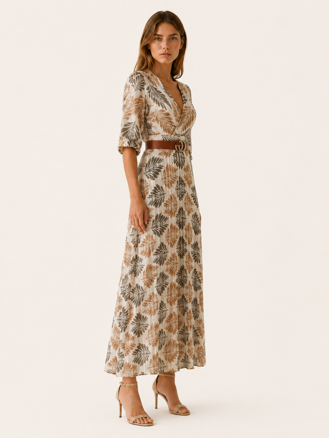 Elaina | Modest Maxi Dress with V Neck and Full Length Skirt