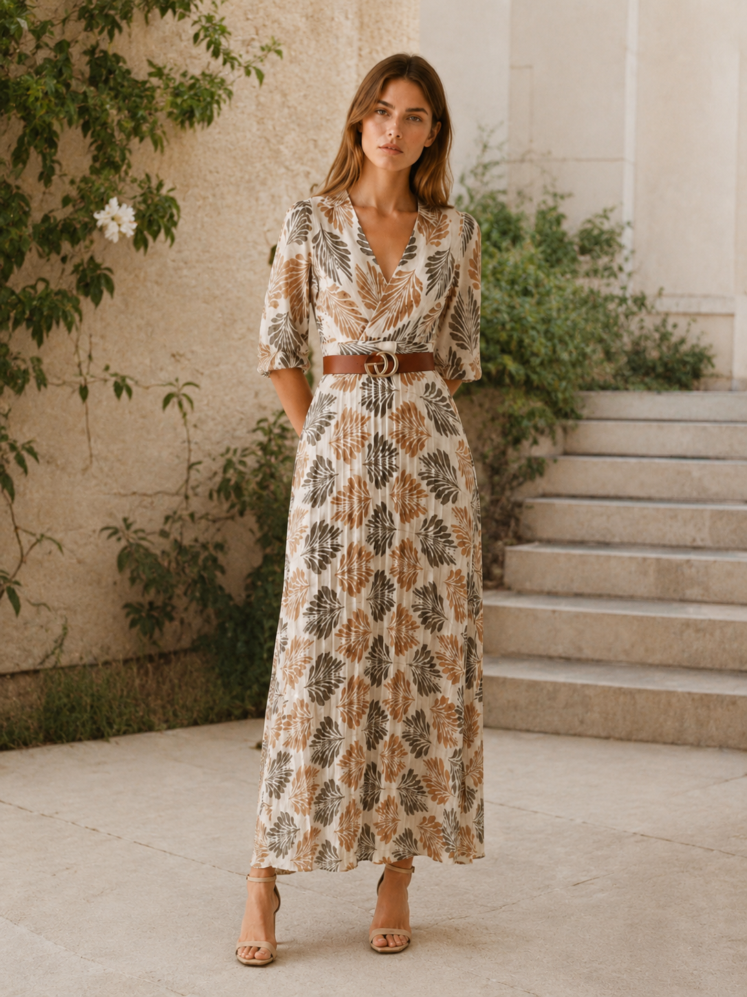 Elaina | Modest Maxi Dress with V Neck and Full Length Skirt