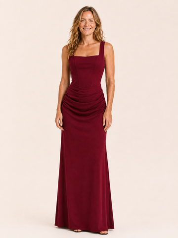 Elarisse | Women's Square Neck Corset Wedding Guest Maxi Dress