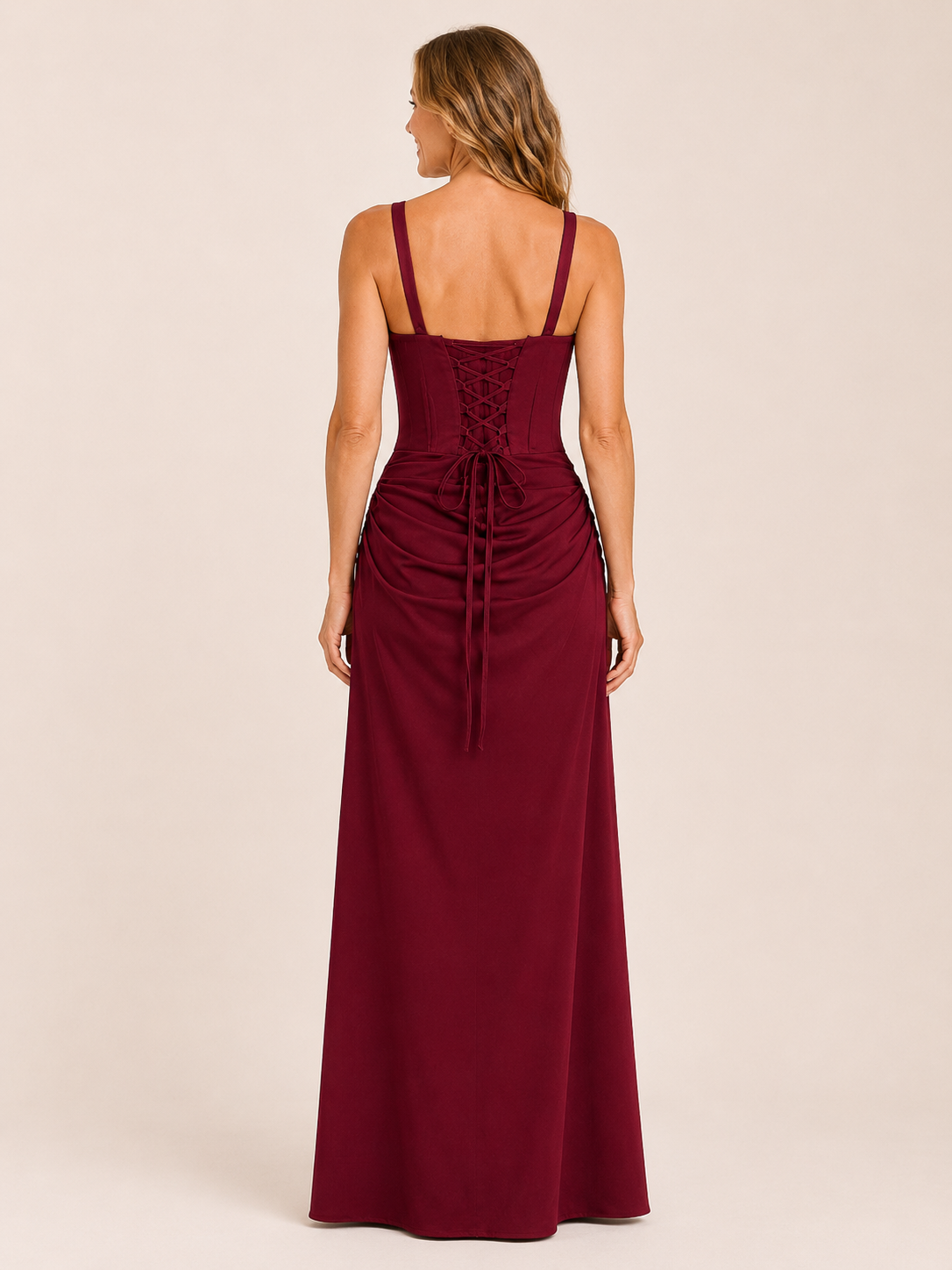 Elarisse | Women's Square Neck Corset Wedding Guest Maxi Dress