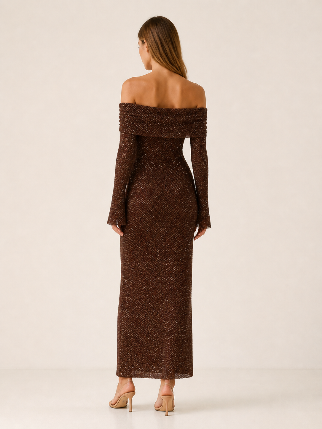 Elira | Off Shoulder Maxi Dress with Long Sleeves