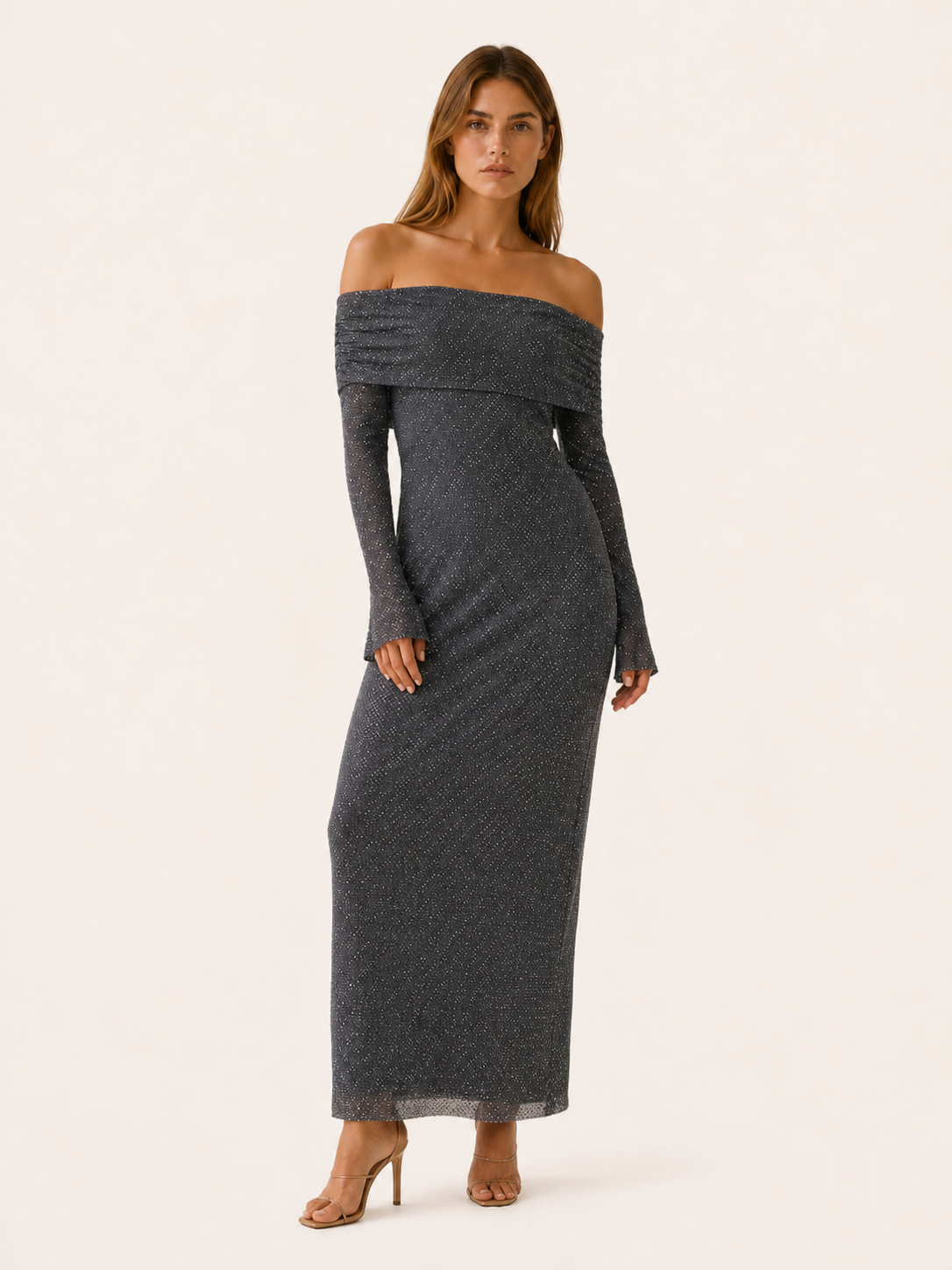 Elira | Off Shoulder Maxi Dress with Long Sleeves