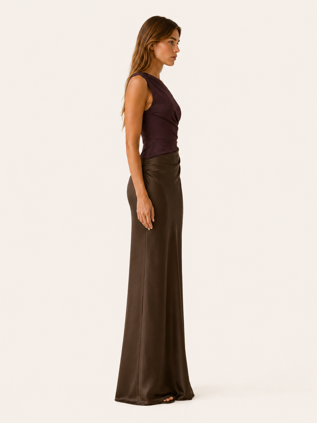 Elyndra | One Shoulder Maxi Dress with Pleated Detail