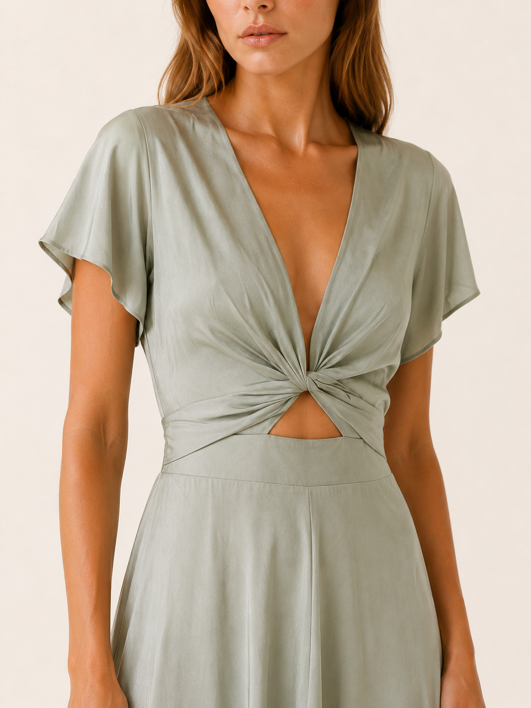 Elyse | Lightweight Summer Midi Dress with Deep V Neck