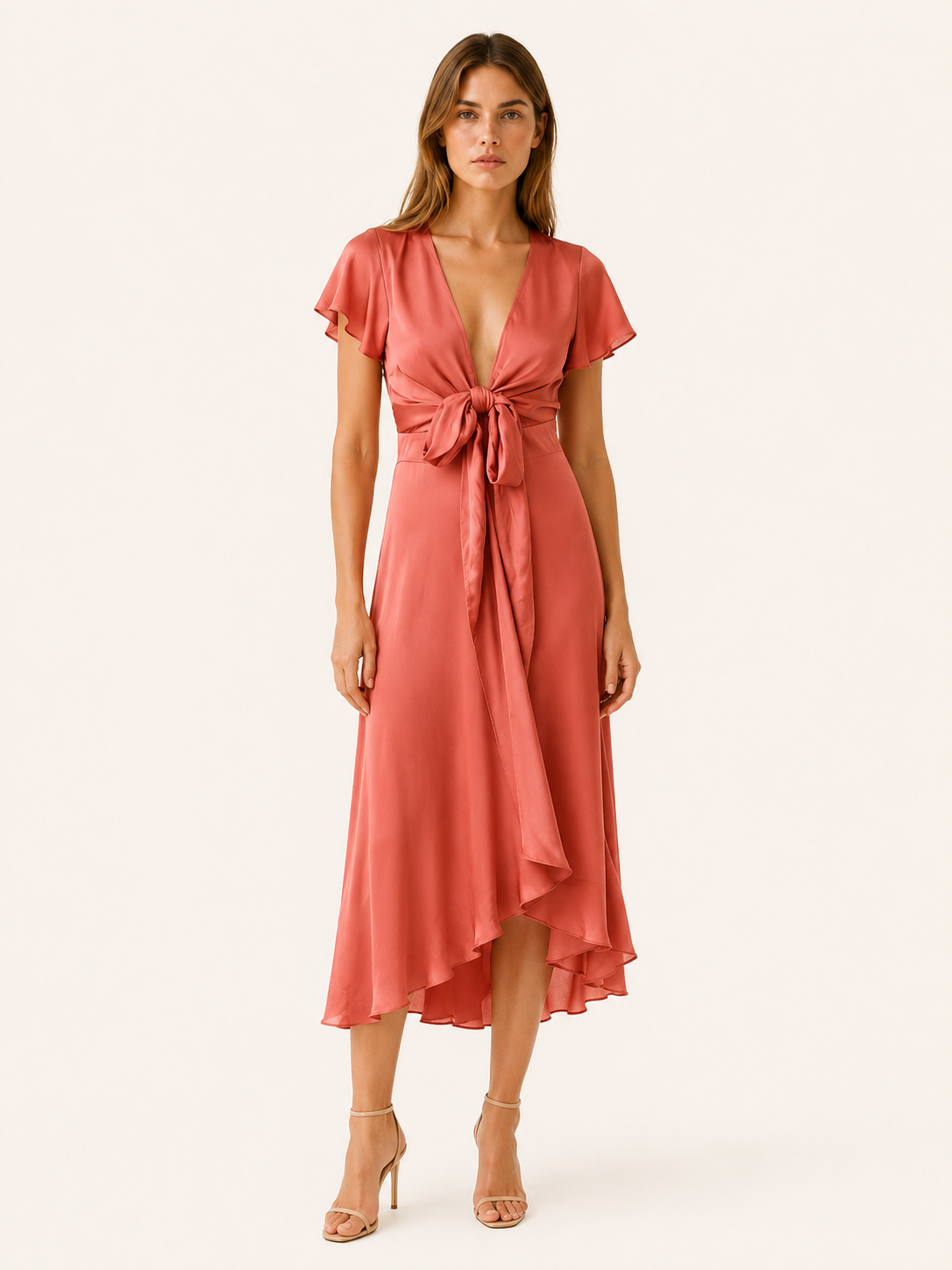 Elyse | Lightweight Summer Midi Dress with Deep V Neck