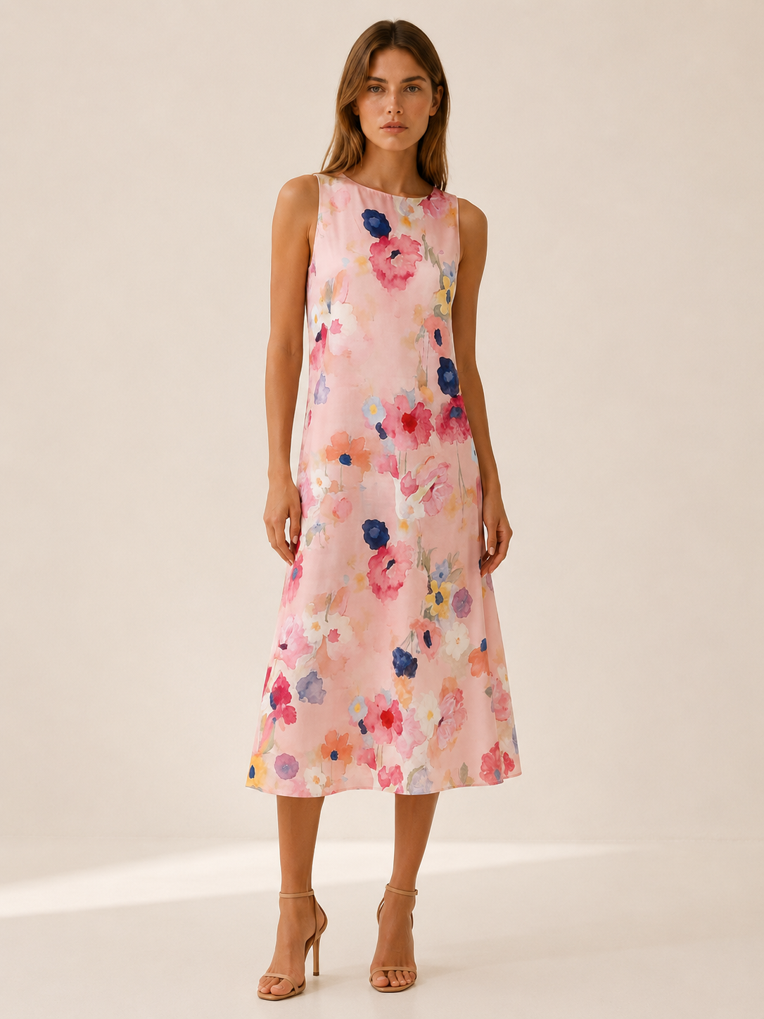 Esmay | Midi Dress with Sleeveless A-Line Fit