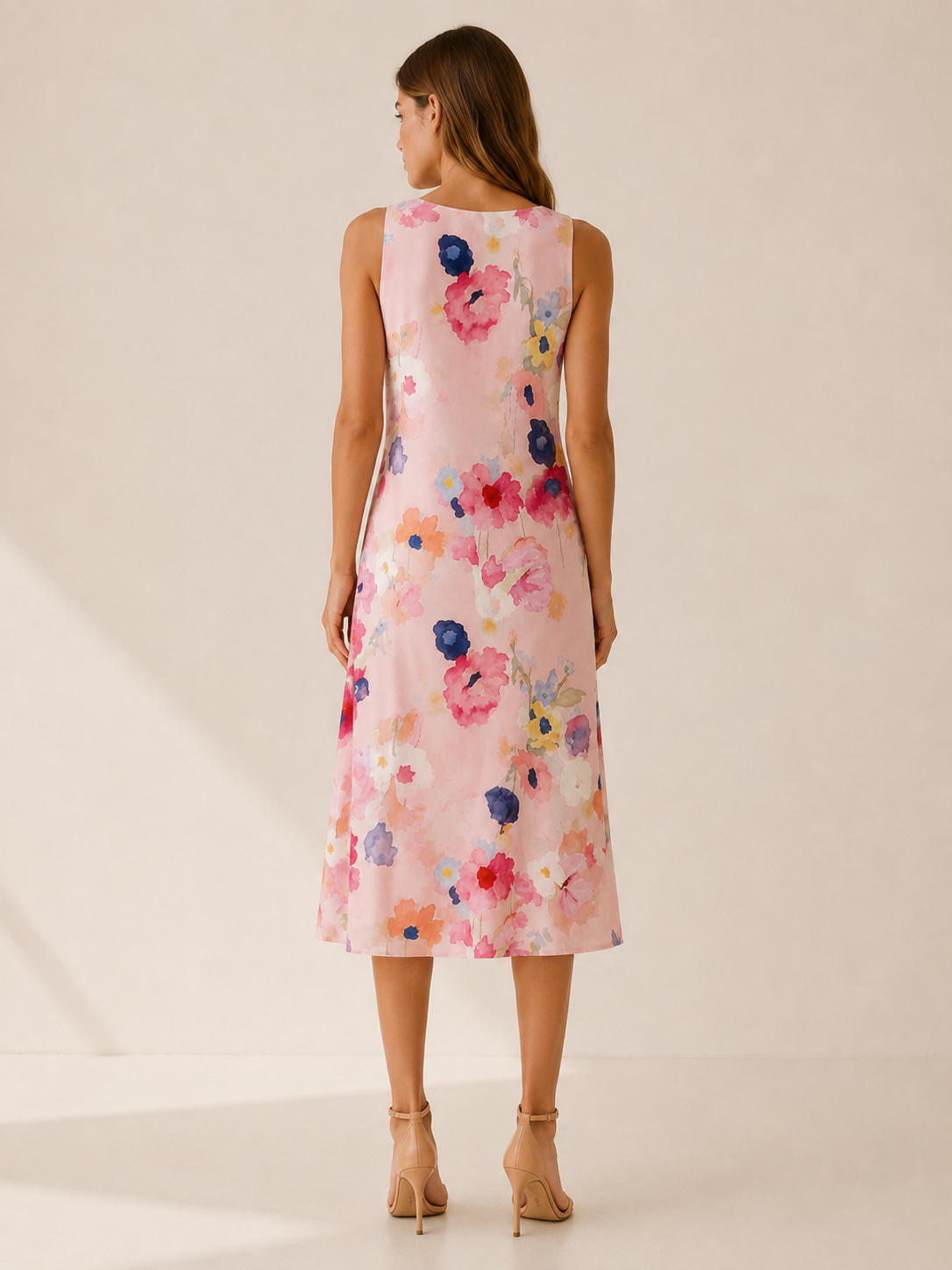 Esmay | Midi Dress with Sleeveless A-Line Fit